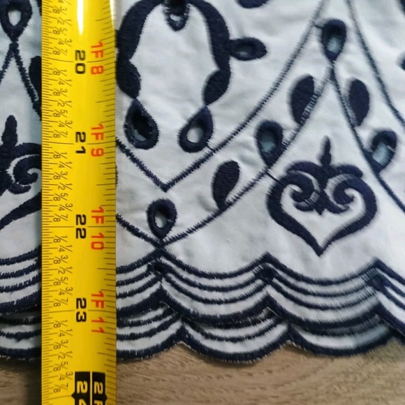 Time And Tru Blue Eyelet Blue Peasant Top Off Shoulder Bow Sleeve Size XXL - Picture 4 of 6